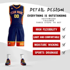 Navy Orange-White Graffiti Lightning Basketball Jersey 2