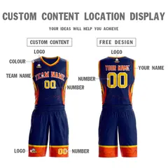 Navy Orange-White Graffiti Lightning Basketball Jersey 3