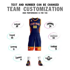 Navy Orange-White Graffiti Lightning Basketball Jersey 4