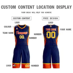 Navy Orange-White Graffiti Lightning Basketball Jersey 3
