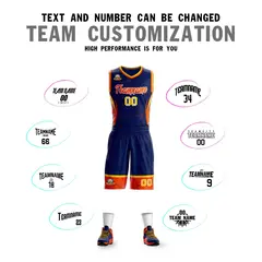 Navy Orange-White Graffiti Lightning Basketball Jersey 4