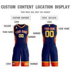 Navy Orange-White Graffiti Lightning Basketball Jersey 3