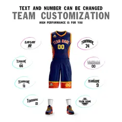 Navy Orange-White Graffiti Lightning Basketball Jersey 4