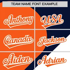 Navy Orange-White Half Heart Color Block Baseball Jersey 3