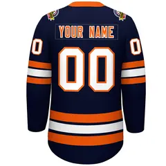 Navy Orange-White Lace-Up Neck Hockey Jersey 4