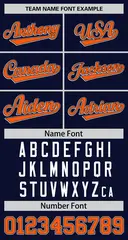 Navy Orange-White Raglan Sleeves Full-Snap Letterman Baseball Jacket 7
