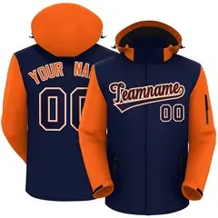 Navy Orange-White Raglan Sleeves Waterproof Jacket 1