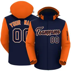 Navy Orange-White Raglan Sleeves Waterproof Jacket 1
