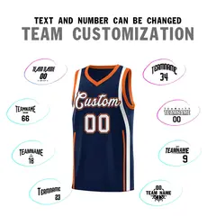 Navy Orange-White Ribbon Pattern Basketball Kits 4
