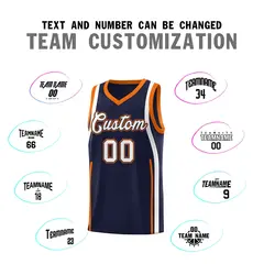 Navy Orange-White Ribbon Pattern Basketball Kits 4