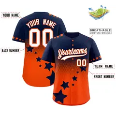 Navy Orange White Rising Stars Gradient Baseball Jersey 2