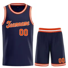 Navy Orange-White Sets Basketball Jersey 1