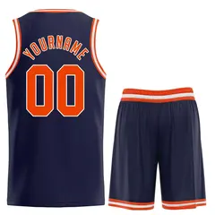 Navy Orange-White Sets Basketball Jersey 2