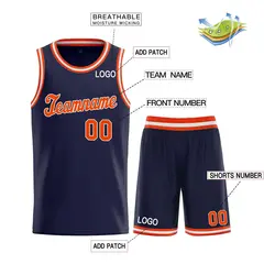 Navy Orange-White Sets Basketball Jersey 3