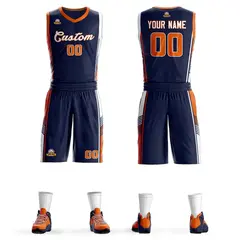 Navy Orange-White Sets Basketball Jersey 1