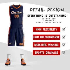 Navy Orange-White Sets Basketball Jersey 2