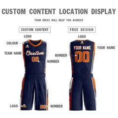 Navy Orange-White Sets Basketball Jersey 3