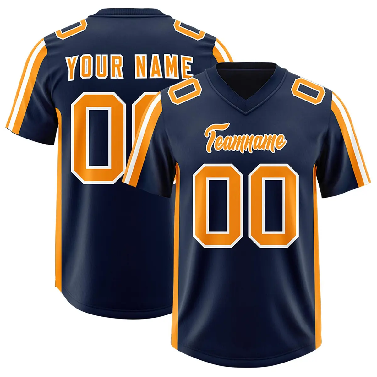 Navy Orange White Side Stripe Authentic Football Jersey