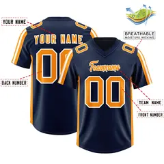 Navy Orange White Side Stripe Authentic Football Jersey 2