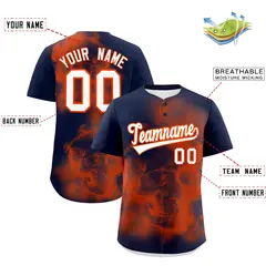 Navy Orange White Skeleton Graffiti Baseball Jersey 2