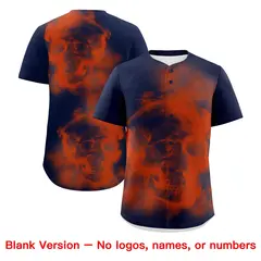 Navy Orange White Skeleton Graffiti Baseball Jersey 8