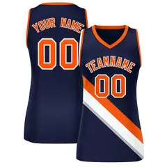 Navy Orange-White Slash Mesh Basketball Jersey For Women 1