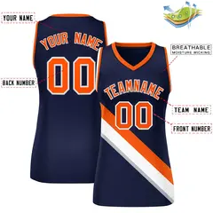 Navy Orange-White Slash Mesh Basketball Jersey For Women 2