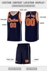 Navy Orange-White Sleeve Color Block Basketball Jersey 2