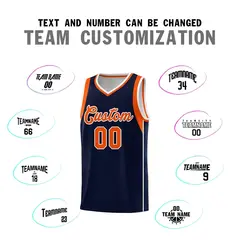 Navy Orange-White Sleeve Color Block Basketball Jersey 4