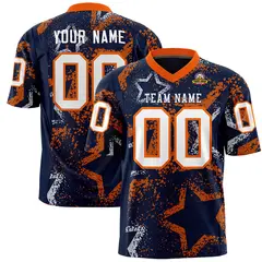 Navy Orange-White Star Graffiti Football Jersey