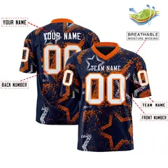 Navy Orange-White Star Graffiti Football Jersey 2