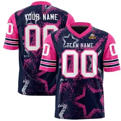 Navy Orange White Star Pattern Authentic Football Jersey 1