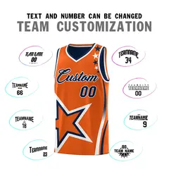 Navy Orange White Star Series Reversible Basketball Jersey 4
