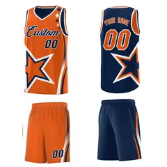 Navy Orange White Star Series Reversible Basketball Jersey 5