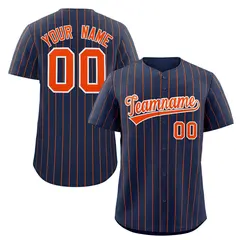 Navy Orange-White Stripe Authentic Fashion Baseball Jersey