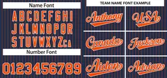 Navy Orange-White Stripe Authentic Fashion Baseball Jersey 3