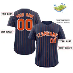 Navy Orange-White Stripe Authentic Fashion Baseball Jersey 2