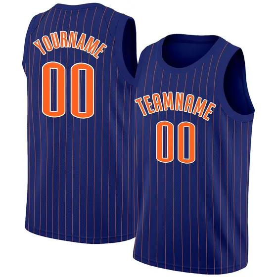 Navy Orange White Stripe Fashion Basketball Jersey