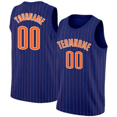 Navy Orange White Stripe Fashion Basketball Jersey 1