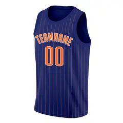 Navy Orange White Stripe Fashion Basketball Jersey 2