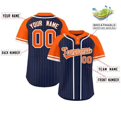 Navy Orange-White Stripe Raglan Two-Button Softball Jersey 2