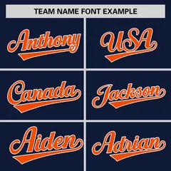 Navy Orange-White Stripe Raglan Two-Button Softball Jersey 3