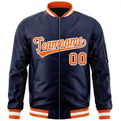 Navy Orange-White Varsity Letterman Full-Zip Bomber Jacket 3