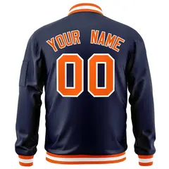 Navy Orange-White Varsity Letterman Full-Zip Bomber Jacket 4