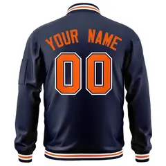 Navy Orange-White Varsity Letterman Full-Zip Bomber Jacket 4