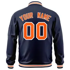 Navy Orange-White Varsity Letterman Full-Zip Bomber Jacket 4