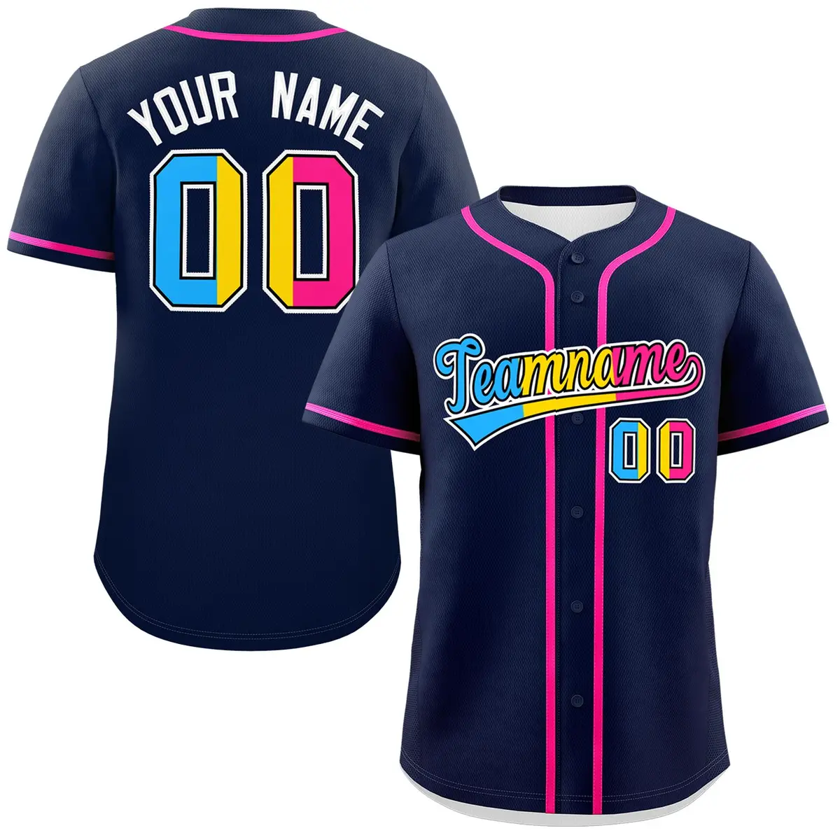 Navy Pansexuality Pride Month Authentic Baseball Jersey