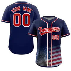 Navy Patriotic Gradient American Flag Baseball Jersey