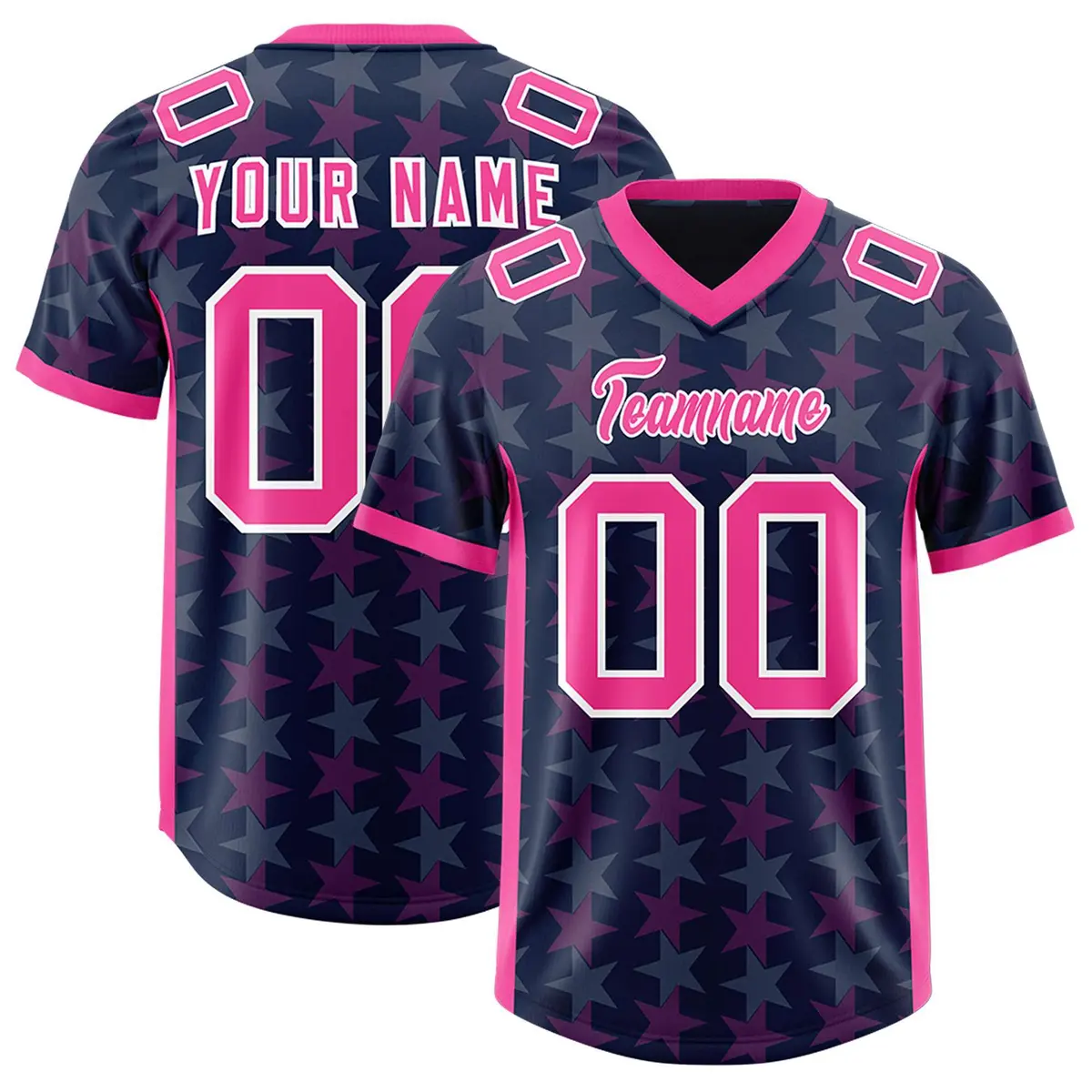 Navy Pink All Star Graffiti Pattern Football Jersey