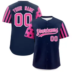 Navy Pink American Flag Raglan Baseball Jersey 1